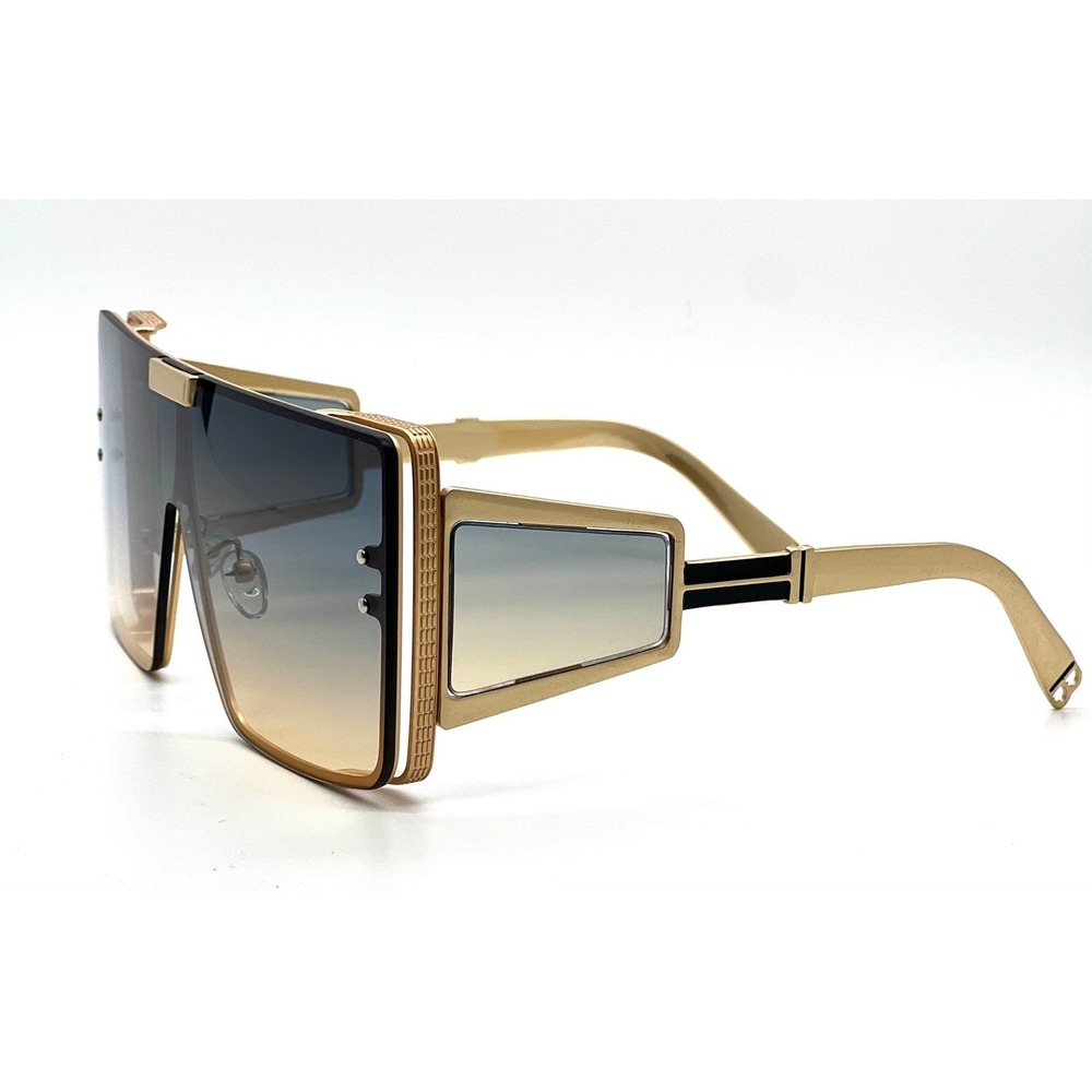 Sunglasses Gold Frame Green Gradient Lens Oversized Fashion Luxury Party Shades - Picture 7 of 13